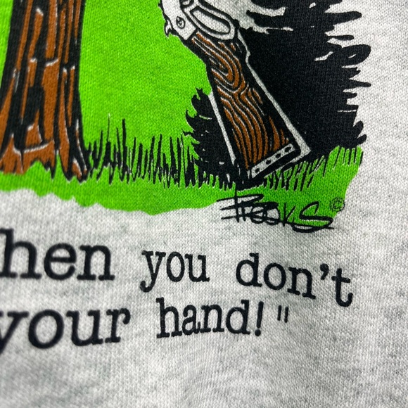 90s vintage crewneck graphic comedy hunting sweater made in Canada XL - Picture 3 of 7